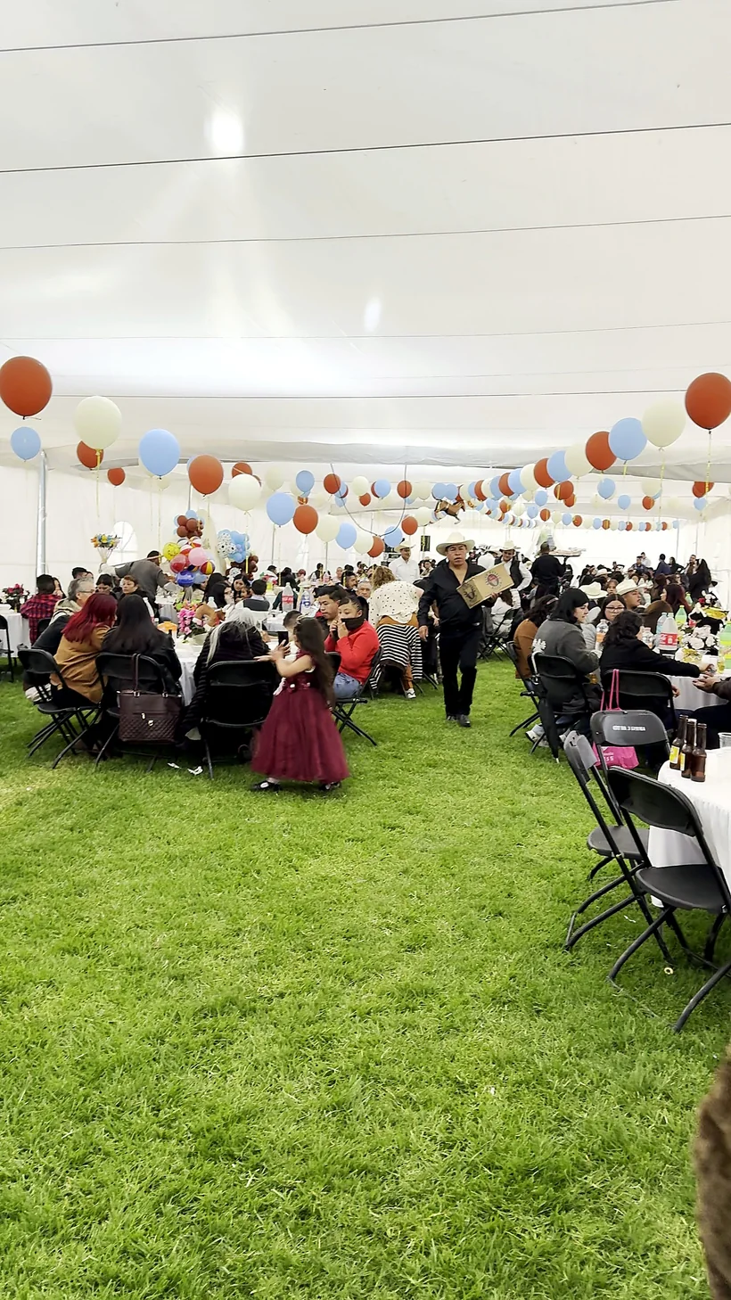 Invitados sentados en las mesas durante un evento